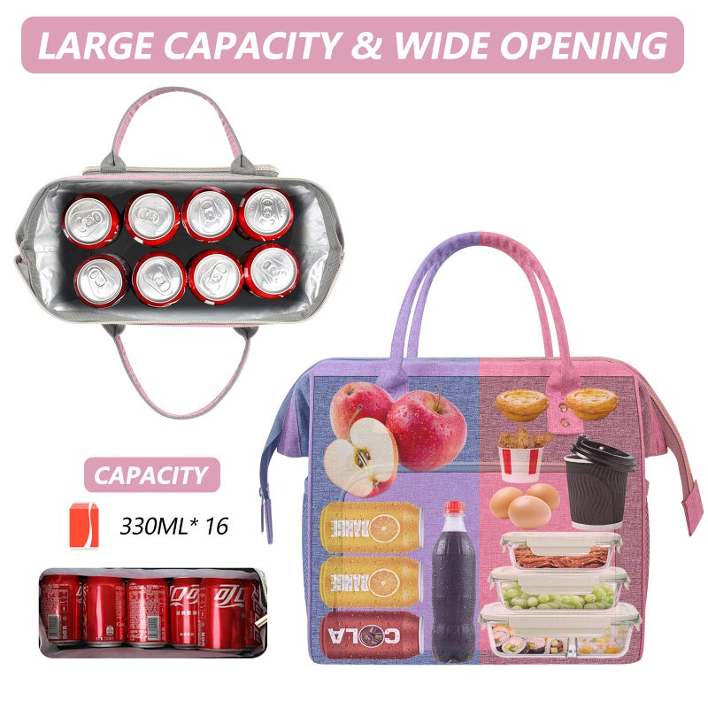 IDEATECH Insulated Lunch Box for Women, Cute & Reusable Cooler Lunch Bag for Work, Office & Picnic, Leak-Proof Tote with Shoulder Strap (Pink) - Image 3